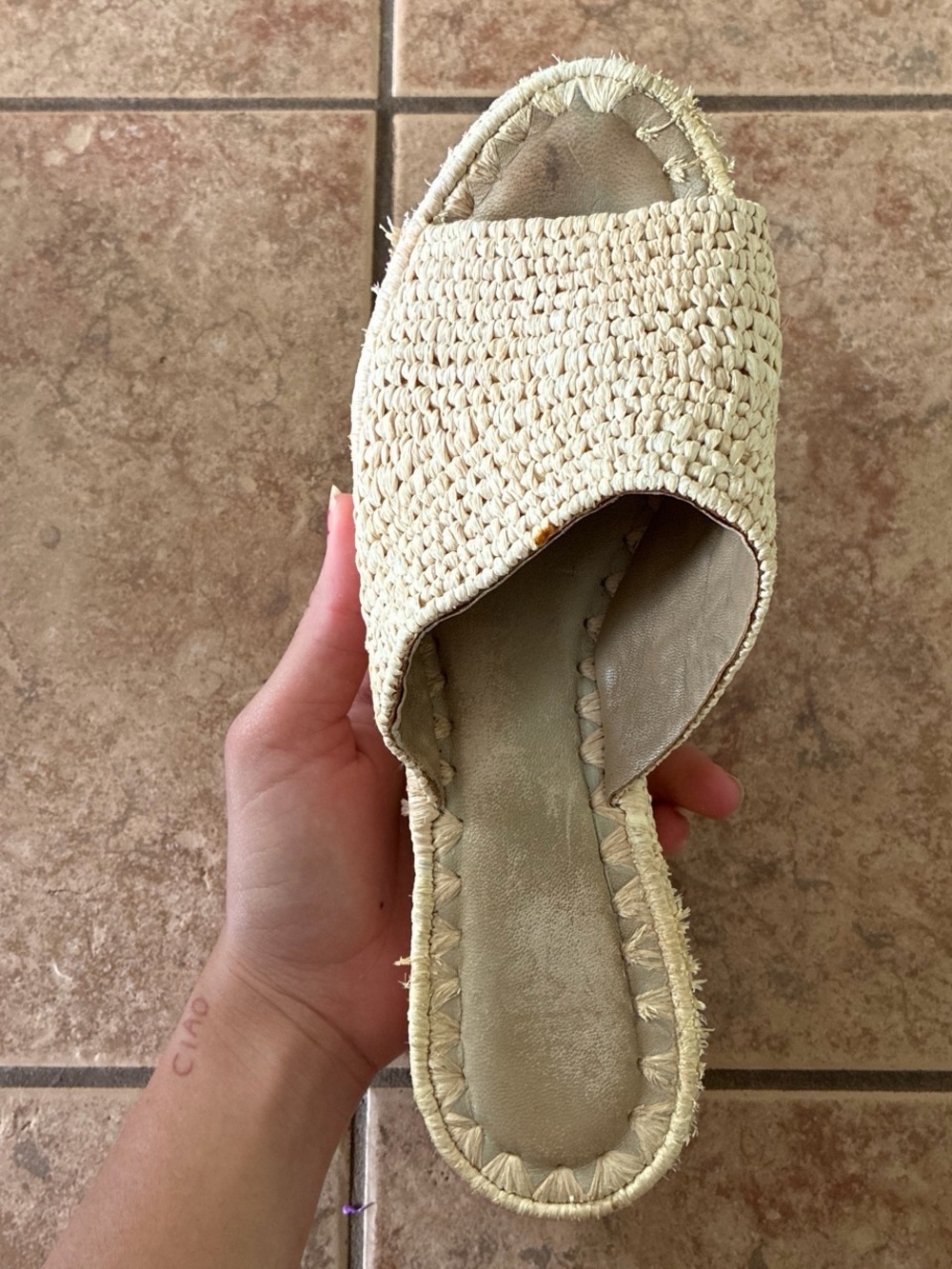 Vintage y2k Woven Espadrille Platform Slide Sandals in Natural - Picture 6 of 9